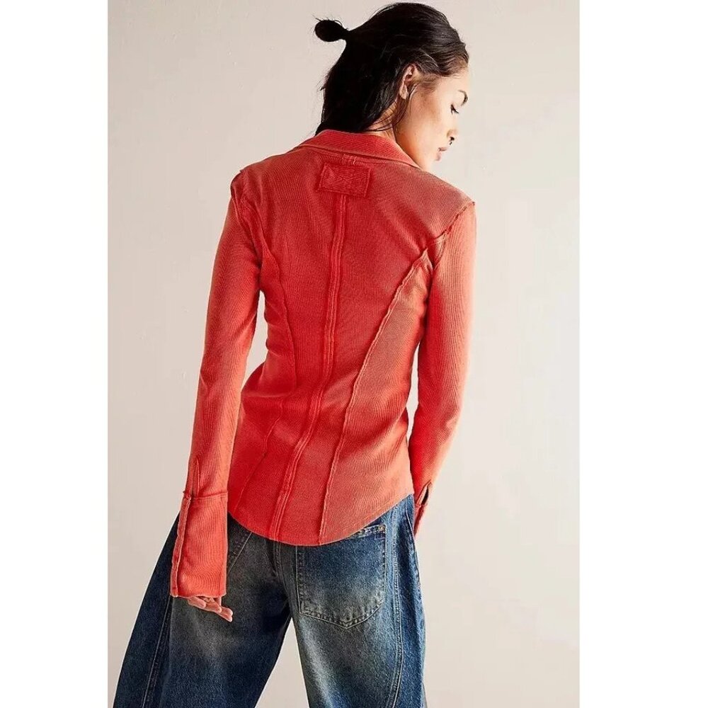 Free People Coral Button-Up Blouse - Picture 3 of 8